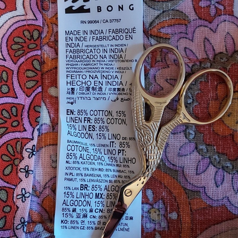 Billabong X Smiley Retro Festival Boho Floral Psychedelic Linen Blend Pants 27 - Picture 9 of 10